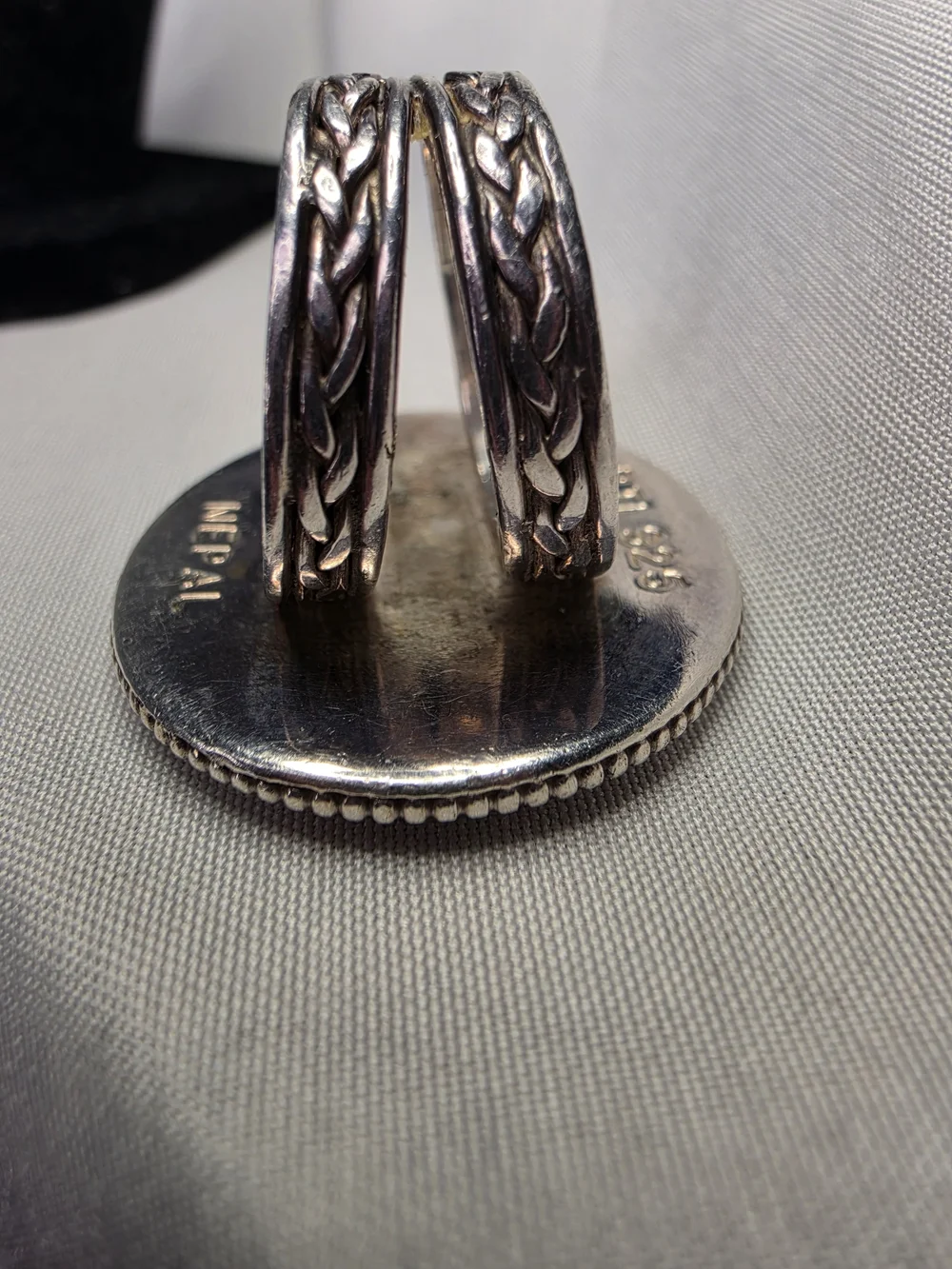 2 Mohurs coin of Nepal Statement Ring Sterling Silver Sz 7.5